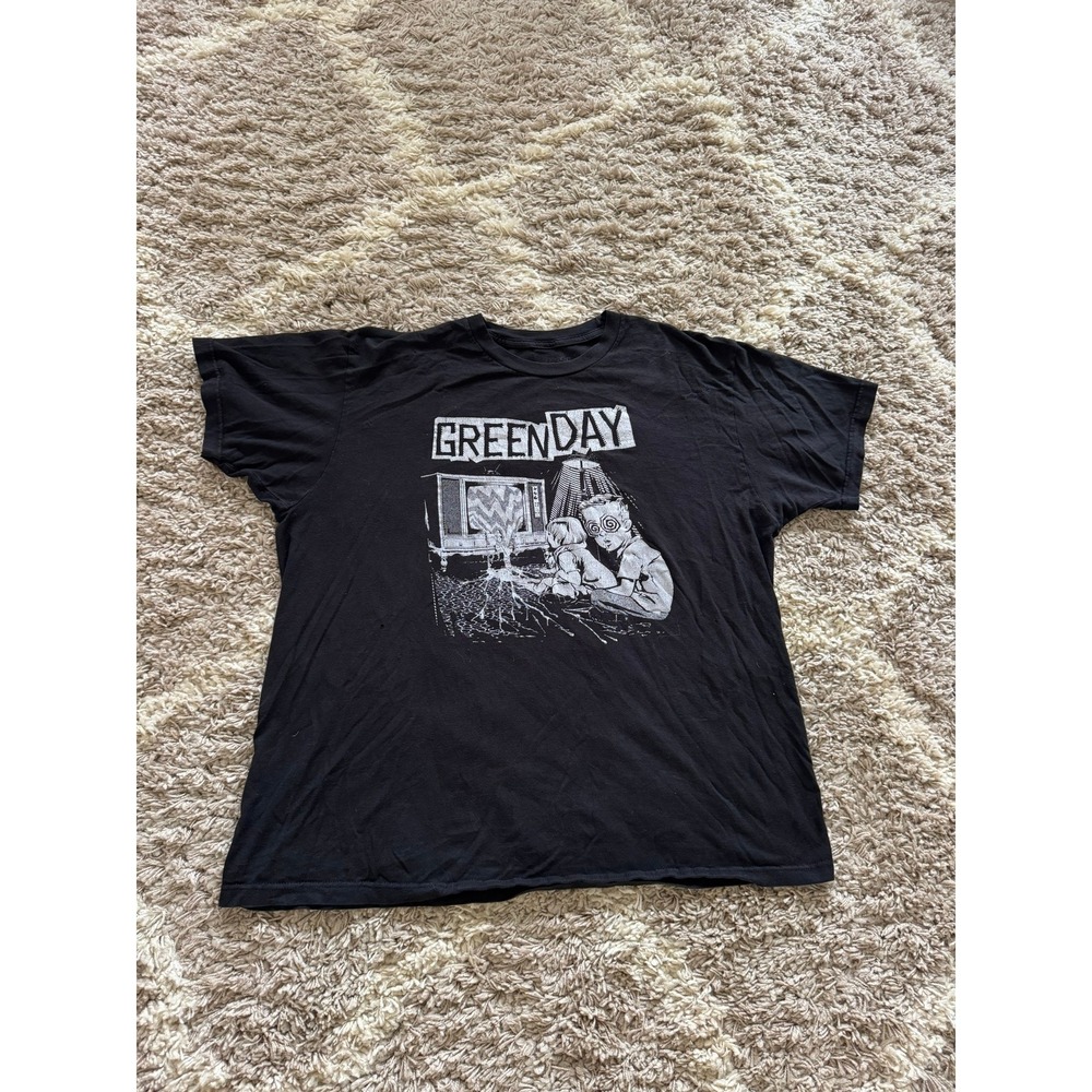 Green Day TV Wasteland Graphic T-Shirt Black Punk Rock Band Tee XL